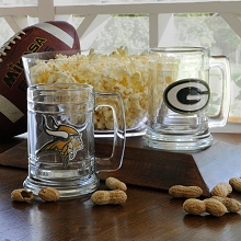 Engraved NFL Football Medallion Sports Glass Mugs
