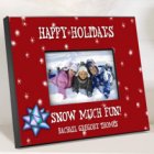 Red Happy Holidays Personalized Wood Picture Frames