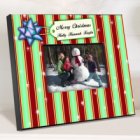 Stripes Merry Christmas Personalized Wood Picture Frames