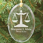Personalized Lawyer Oval Glass Christmas Tree Ornament