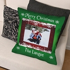 Merry Christmas Personalized Photo Throw Pillow