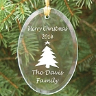 Happy Holidays Engraved Oval Glass Christmas Tree Ornaments
