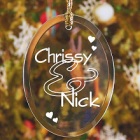 Couples Personalized Oval Glass Christmas Tree Ornament