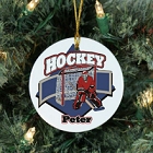 Personalized Hockey Player Ceramic Christmas Tree Ornaments