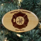 Engraved Fire Department Wooden Oval Christmas Tree Ornament