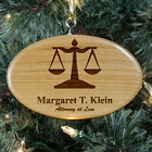 Engraved Lawyer Wooden Oval Christmas Tree Ornaments