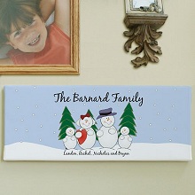 Snowman Family Personalized Canvas Prints