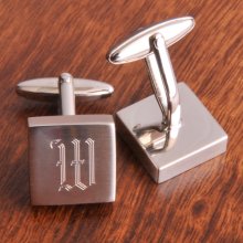 Engraved Square Silver Cufflinks