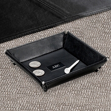 Engraved Leather Valet Stash Trays