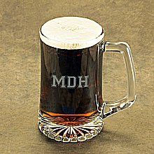 Engraved Monogrammed Glass Sports Mugs