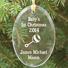 Baby's 1st Christmas Engraved Oval Glass Christmas Tree Ornaments