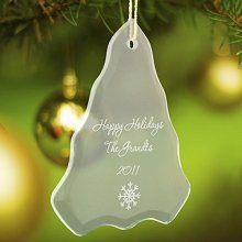 Engraved Christmas Tree Glass Christmas Ornaments