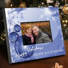 Happy Holidays Personalized Blue Christmas Picture Frames